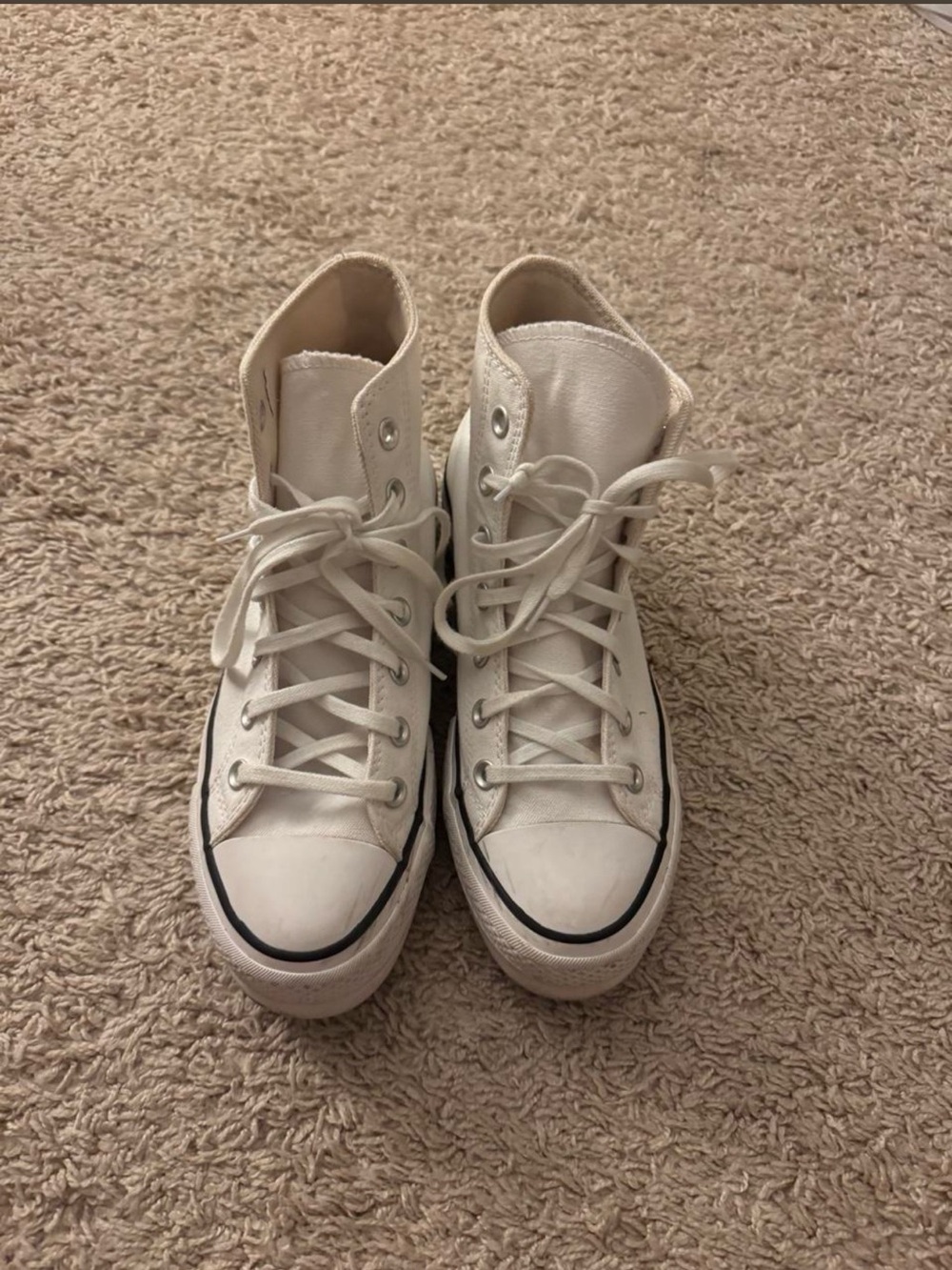 Converse High Top Canvas Sneakers - Off-White with Black Trim